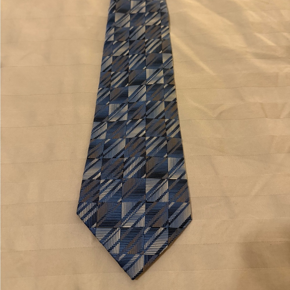 Blue, Black, and Gray Checkered Men's Tie